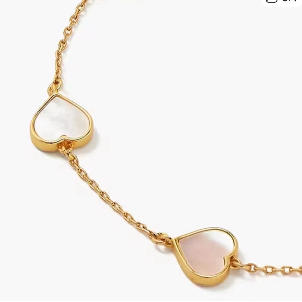 KATE SPADE Spade Flower Mother of Pearl Heart Station Bracelet NWT - Picture 3 of 4